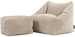 Icon Natalia Sitzsack Kinder mit Hocker, Beige, Flauschiger Cord Stoff,...