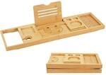 Relaxdays Badewannenablage, Bambus, ausziehbar 70&ndash;105 cm, klappbar, Natur 