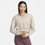 Nike Damen W NSW Phnx FLC Crop Vneck T-Shirt, Lt Orewood Braun Segel, M EU