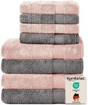 Komfortec Handtuch Set 8 Teilig aus 100% Baumwolle, Anthrazit/Rosa | 4 Badet&uuml;cher
