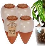Relaxdays Tonkegel Bew&auml;sserung, 4er Set, 350 ml, terrakotta/beige |...