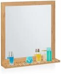 Relaxdays Wandspiegel mit Ablage, Bambus Rahmen, HBT 61,5x60x12 cm,...