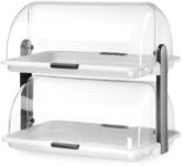 HENDI Buffet-Vitrine, doppelt, ungek&uuml;hlt, 380x260x(H)355mm, wei&szlig; | Transparenter