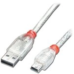 LINDY 41780 0.2m USB 2.0 Typ A an Mini-B Kabel, transparent
