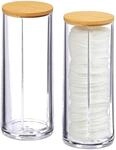 Relaxdays Wattepads Aufbewahrung 2er Set, Acryl, rund, Wattepadspender Deckel,...