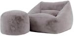 Icon Natalia Kunstfell Sitzsack Sessel und Hocker mit F&uuml;llung, Grau | In...