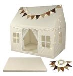 Relaxdays Spielzelt, HxBxT: 130 x 125 x 95 cm, beige | Lichterkette,...