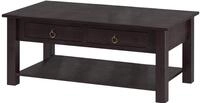 INES Couchtisch mit 2 Schubladen und Ablage, Dunkelbraun, Massivholz Kiefer,...