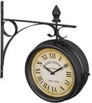 Relaxdays Bahnhofsuhr doppelseitig, New York, Retro, schwarz | HBT 33 x 34 x...