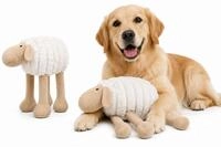 Flamingo Hundespielzeug - Ribola Schaf liegend Beige - Weicher Pl&uuml;sch mit Cordstoff