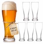 Relaxdays Bierglas, 6er Set, 460 ml, hohe Gl&auml;ser, Weizen, Pils, transparent 