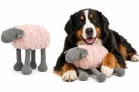 Flamingo Hundespielzeug - Ribola Schaf liegend Rosa - Weicher Pl&uuml;sch mit Cordstoff -