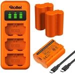 Rollei NP-W235 3er Pack Akkus & Ladeger&auml;t 3-Fach-Schnellladung mit USB-C | 100%