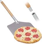 Relaxdays Pizzaschaufel, Aluminium, Langer Holz Stiel, Natur/Silber |...