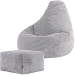 Icon Dalton Cord Sitzsack Kinder und Hocker mit F&uuml;llung, Grau | In Deutschland