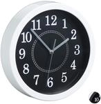 Relaxdays Wanduhr rund, &Oslash; 20cm, Kleine Uhr zum Aufh&auml;ngen, Wei&szlig; | Klassisches