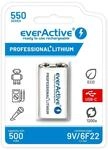everActive Akku everActive 6F22/9V Lithium-Ionen 550 mAh mit USB Type C,...