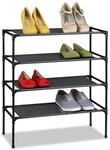 Relaxdays Stoff Schuhregal Stecksystem, 4 Ebenen, schwarz | f&uuml;r 12 Paar Schuhe,
