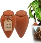 Relaxdays Tonkegel Bew&auml;sserung, 2er Set, 350 ml, terrakotta | Gie&szlig;helfer mit
