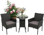Relaxdays Gartenm&ouml;bel Set, 3-TLG. Rattan Sitzgruppe, 2 Personen, schwarz | 2x...