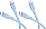 goobay USB-C-Silikonkabel 2er-Set, 1,5 m, Blau, 60 W, USB-C auf USB-C | USB C Kabel