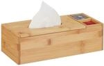 Relaxdays Tuchspender mit Deckel, f&uuml;r Bad & B&uuml;ro, mit 2 F&auml;chern, Natur |...