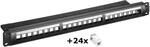 Goobay 95336 Keystone Patch Panel 24 Port / 19 Zoll Geh&auml;use mit 24x CAT 6 RJ45