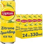 LIPTON ICE TEA Sparkling Lemon, Eistee mit Kohlens&auml;ure und Zitronen Geschmack,