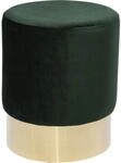 Kare Design Hocker Cherry Dunkelgr&uuml;n Brass, kleiner, moderner Design Hocker mit