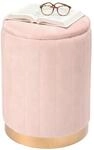 Relaxdays Hocker Samt, Sitzhocker mit Stauraum, gepolstert, HxD: 42 x 32 cm,...
