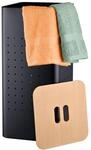 Relaxdays, W&auml;schekorb mit Deckel, Metall, 70 l, schwarz/natur | HxBxT: 69 x...