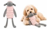 Flamingo Hundespielzeug - Ribola Schaf sitzend Rosa - Weicher Pl&uuml;sch mit Cordstoff -