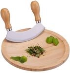 Relaxdays Wiegemesser mit Brett, einschneidige Klinge f&uuml;r Kr&auml;uter, mit Mulde,