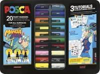 POSCA 186833 Marker Set Manga Hero, 20 Acrylstifte inkl. Tutorials, Poster und