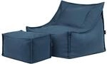 Icon Alto Outdoor Sitzsack Sessel mit Hocker, Denimblau, Olefin Stoff f&uuml;r...