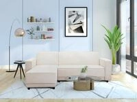 Allie Schlafsofa 3-Sitzer mit Chaiselongue aus Stoff, Creme