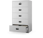 Jan Nowak Aktenschrank Metall abschlie&szlig;bar 162x90x60 cm mit 5 Schubladen 