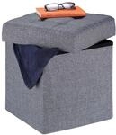 Relaxdays Sitzhocker mit Stauraum, faltbar, weich gepolstert, grau | gesteppt,...