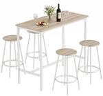 HOMCOM Bartisch Set mit 4 Barhockern f&uuml;r Esszimmer K&uuml;che Eiche | Bartisch mit