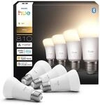 Philips Hue Smart LED A60 Lampe, E27, 4er Pack | Warmes Wei&szlig;licht 2700 K, 7 W,...