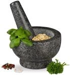 Relaxdays Granit M&ouml;rser mit St&ouml;&szlig;el, robust & langlebig, Gew&uuml;rze, Kr&auml;uter,