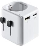 Ewent Universal Reiseadapte, Universal Schuko Reiseadapter mit 1 USB Typ C Ladeger&auml;t