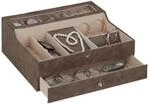Relaxdays Schmuckk&auml;stchen, Lederoptik, Samt, Schmuckkasten f&uuml;r Damen & Herren,