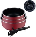 BERGNER Red Edition | Topfset 3- teilig 16, 18 und 20 cm + Abnehmbarer Griff 