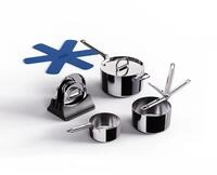 Joseph Joseph Space Steel 3-teiliges Edelstahl Kochtopf Set mit Klappgriffen,
