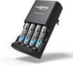ANSMANN Akku Ladeger&auml;t &bdquo;Powerline 4 Smart f&uuml;r 1-4 AA und AAA Akkus inklusive 4X