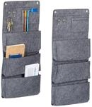 Relaxdays H&auml;ngeorganizer 2er Set, 4 F&auml;cher, HxB: 65 x 30 cm, Filz, grau |...