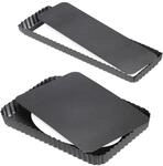 Relaxdays Tarteform, 2er Set, mit Hebeboden, antihaftbeschichtet, 2 Gr&ouml;&szlig;en,