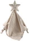 Baby Schmusetuch Stern mit besticktem Gesicht, Schnuffeltuch aus Musselin mit