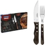 Tramontina 21199/996 Jumbo-Steakbesteck-Set, 12-teilig mit braunen Griffen